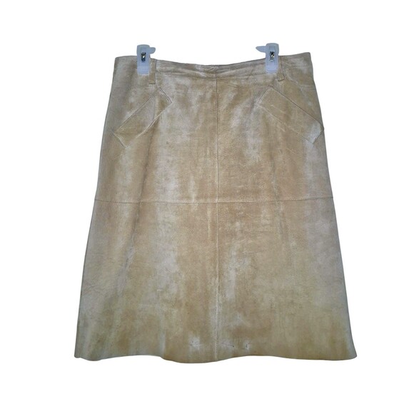 Isaac Mizrahi for Target Tan Suede Straight Skirt Front Pockets Women’s Size 14 - Picture 1 of 6